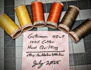 Lot of 6 - Gutermann Cotton Hand Quilting - 200m/219yd Spools "Autumnal Hues" - Picture 1 of 5