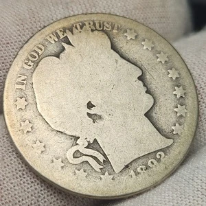 Ganga 1892 S 50C Barbero Medio Dólar de Plata - Fecha Dura - Sobre Buena Barb-92S - Imagen 1 de 5