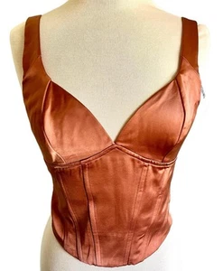 JASON WU Bronze Copper SATIN Bustier Sweetheart CORSET ~ Small ~ NEW W TAGS NWT - Picture 1 of 5