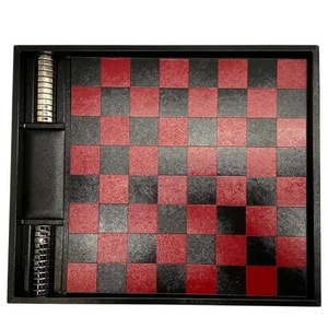 Auth Prada Chess set Black & Red Leather Metal F/S from JP Near Mint - Picture 1 of 10