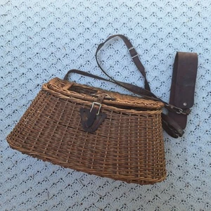 Vintage Orvis Classic Split Salice Creel pesca a mosca con cinghia imbracatura in pelle - Foto 1 di 9