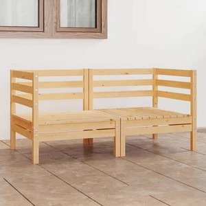 Garden Sofa Natural Wood Solid pinewood 2-seater Foldable - Picture 1 of 7