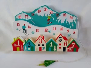 EUC Wooden Advent Calendar Skiing Ashland Christmas Countdown - Picture 1 of 2
