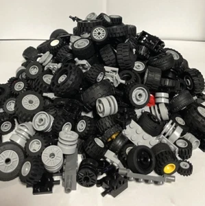 LEGO - Bulk 3 Pounds Tires Axle Wheels Vehicle + Car Parts *WASHED AND CLEANED!! - Picture 1 of 5