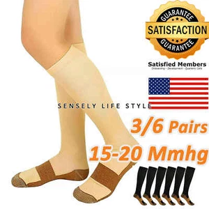 Women's Knee High Socks, Trouser / Under Dress, 3Pairs Black Gray Shoe Size 5-10 - Picture 1 of 14