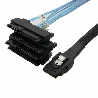 Mini-SAS to 4 SAS Forward Breakout Cable HBA RAID SFF-8087 to SFF-8482 HDD SSD - Image 1 of 4