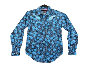 Cowgirl Hardware Youth Button-Up Shirt Turquoise Embroidered Floral Size XL - Picture 1 of 10