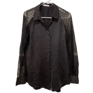 Equipment Femme Black Silk Lace Sleeve Blouse Size M Quinn Goth Emo Whimsigoth - Picture 1 of 6