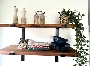 Rustic Wooden Scaffold Board Shelves Shelf, handmade, Bookshelf +2 Brackets/1 - Picture 1 of 10