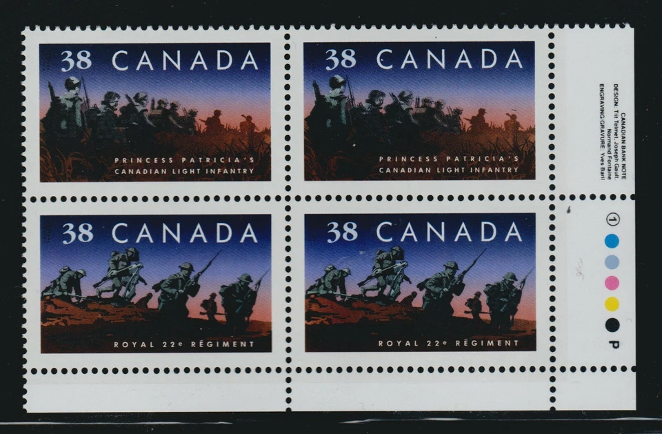 1989 Canada SC# 1250aii LR - Canadian Infantry Regiment - Plate Block M-NH #3248 - Image 1 of 1