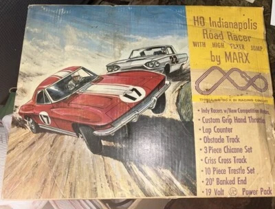 Vtg 1960s HO Indianapolis Road Racer W Hi-Flyer Jump Speedway by Marx HO Racing - Image 1 of 4