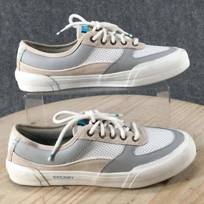 Sperry Shoes Womens 8.5 Soletide Casual Low Sneakers STS86219 White Grey Leather - Image 1 of 4