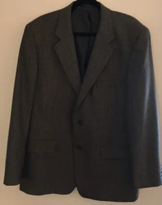 Club Room Macys Mens Wool Cashmere Brown Plaid Suit Jacket Sport Coat 44R - Picture 1 of 13