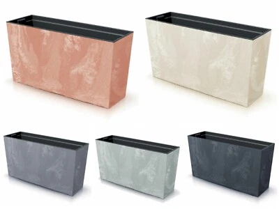 Flower Plant Planter Pot Rectangular Wide  Indoor Outdoor Patio Concrete Effect - Image 1 of 4