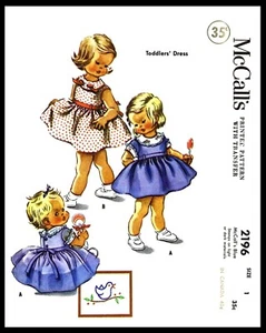 McCall's # 2196 Fabric Sewing Pattern Dress Frock sz 1 Girls Toddlers Childs WOW - Picture 1 of 4