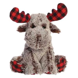 Aurora - Holiday - 9" Buffalo Plaid Moose Festive Stuffed Animal - Picture 1 of 4