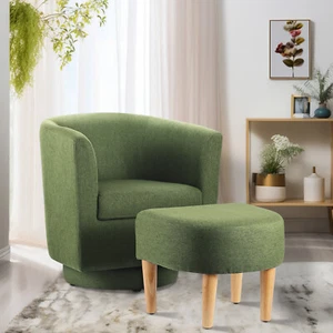 Armchair 360° Swivel Accent Club Chair Sofa With Ottoman for Living Room Bedroom - Picture 1 of 24