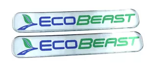 EcoBeast Domed Decal Emblem chrome car biker stickers 5"x 0.82" 2pc. - Bild 1 von 3