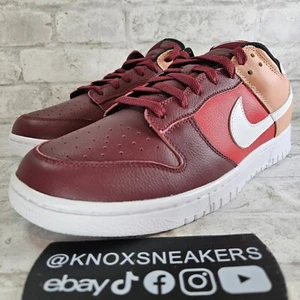Nike by You ID Dunk Low ESS NBY Red White Maroon FN0569-900 Men's Size 11 - Picture 1 of 6