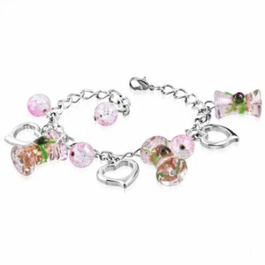 Lega Moda Vetro Perla Tamburo Fiore Aperta Amore Cuore Catenina Catenella Cha - Imagen 1 de 1
