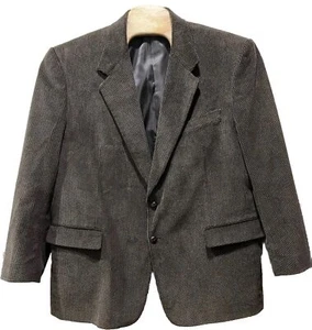 Adolfo Men’s Blazer 46R Grey Corduroy 2 Button Work Classic Timeless versatile - Picture 1 of 16