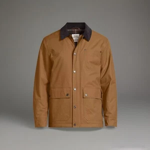 🆕️Blake Shelton LandsEnd Mens LT Brown Flannel Lined Waxed Cotton Chore Jacket - Picture 1 of 8
