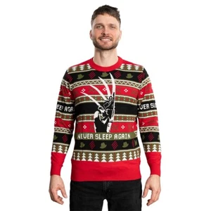 Adult Unisex "Never Sleep Again" Freddy Elm Dream Killer Ugly Christmas Sweater - Picture 1 of 6