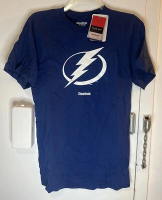 Reebok Face Off Apparel SLD TEE SS Blue Tampa Bay Lightning NHL Small T-Shirt S - Image 1 of 4