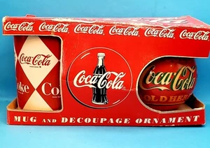Vtg. 1996 Coca-Cola Mug & Decoupage Ornament In Original Box - Picture 1 of 7