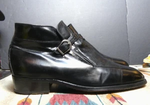 Vintage Florsheim Imperial Black Monk Strap Ankle/Hipster Boot Sz. 10C MINTY! - Picture 1 of 11