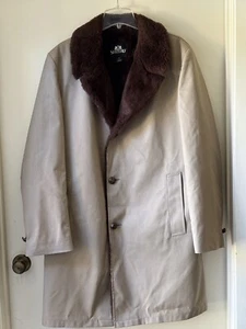 Vintage Stafford Overcoat/Trench Coat Faux Fur Collar And Lining 40 Long  - Picture 1 of 13