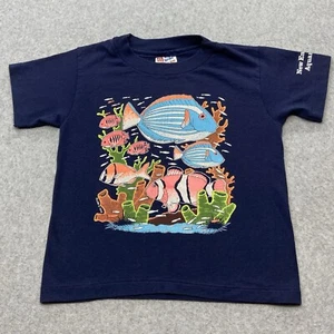 Maglietta vintage New England acquario barriera pesci punto singolo bambini taglia S 6-8 USA - Foto 1 di 8