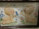 Antique Wood 15” X 22” Serving Copper Handled Tray Picture 2 Babies & Butterfly