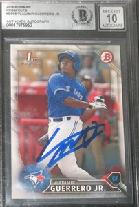 Vladimir Guerrero Jr 2016 Bowman Draft Rookie 1st Autograph #BP55 BGS BAS 10 - Picture 1 of 4