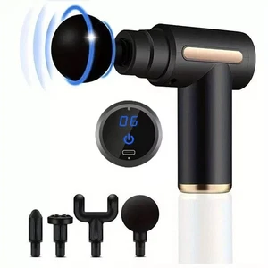 Massage Gun Deep Tissue Muscle Therapy Percussion Message Relax Back Neck 4 head - Picture 1 of 17