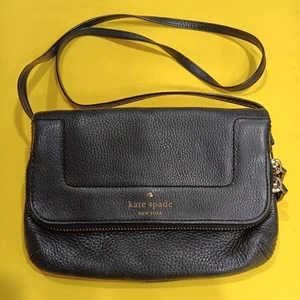 Nice Kate Spade New York Black Leather Pebble Crossbody/Clutch Purse, Bag - Picture 1 of 8