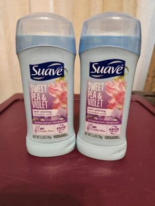 2 Suave Deodorant Sweet Pea & Violet No Stains 48Hour Protection Brand New - Picture 1 of 9