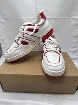 Steve Madden Men's Sneakers Chris White Red Lace Up Shoes Size 9 Chrio2m1 - Image 1 of 4