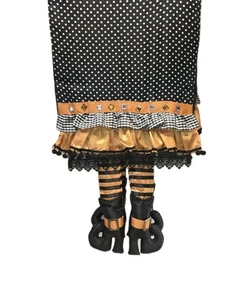 Halloween Piernas de Bruja Corredor de Mesa Lunares Blancos y Negros, Volantes, Metal 54" - Imagen 1 de 24