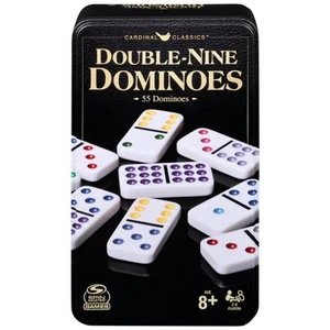 Set Double Nove Dominoes in latta portaoggetti, per famiglie e bambini dagli 8 anni in su - Foto 1 di 6