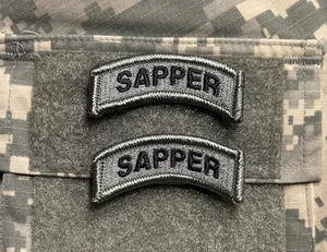US Army Sapper Tabs (2) w/ Hook UCP Gray-ACU - Picture 1 of 1