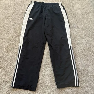 Vtg Adidas Mens Medium Spell Out Color Block Lined Wide Leg Pants Black - Picture 1 of 5