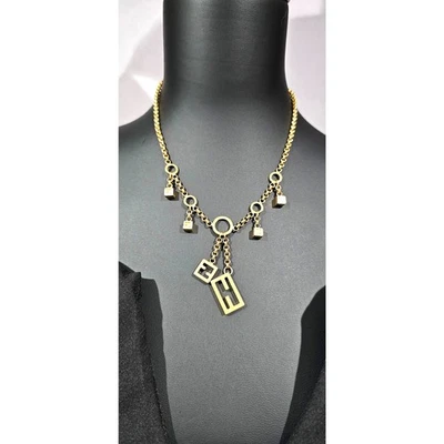 Ожерелье FENDI FF золотая подвеска сделано в Италии застежка-лобстер длина: 16,5 дюйма - Изображение 1 из 4