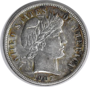 1907-S Barber Silver Dime AU Slider Uncertified #153 - Picture 1 of 2