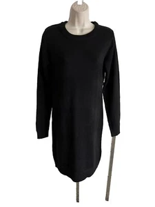 Brave Soul London sweater Dress Fine Knit black Sheath knee crewneck M - Picture 1 of 10