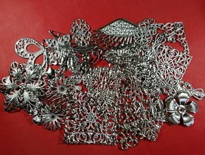 30 Silver Metal Filigree Vintage Style Scrapbooking Decoration Art Random Mixed - Picture 1 of 7