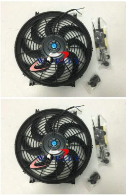 Universal Two 12 inch 12V volt Electric Cooling Fan Thermo Fan + Mounting kits - image 1 of 4