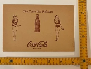 COCA COLA ADVERTISING POSTCARD~2 SEXY CARHOPS AND LARGE BOTTLE OF COKE - Picture 1 of 3