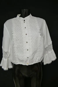 Gr.48 Dirndlbluse weiß Bluse für Dirndl Diolen Baumwollmischung Spitze B10991 - Bild 1 von 4