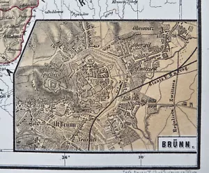 Moravia & Silesia Austria-Hungary Hapsburg Empire Brunn city plan 1858-59 map - Picture 1 of 5